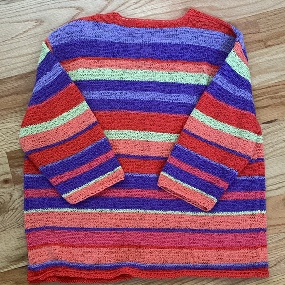 VTG Christopher Banks Rainbow Cardigan Knit Sweater Womens XL Artsy Art to Wear - Picture 2 of 9